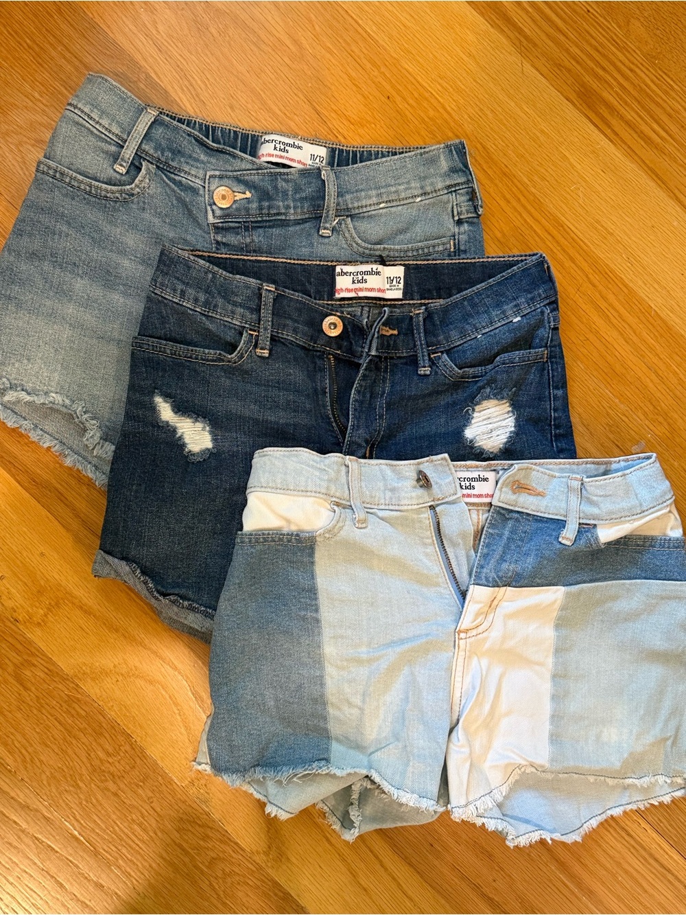 abercrombie kids lot of 3 Jean High Rise Mini Mom Shorts size 11/12